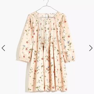 NEW Madewell pink peach floral puff sleeve dress with pockets sz s